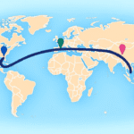 فاصله‌یاب آنلاین ارائه شده توسط سایت onlinecompass.net