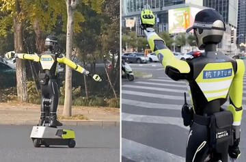 روبات انساننما در حال کنترل ترافیک